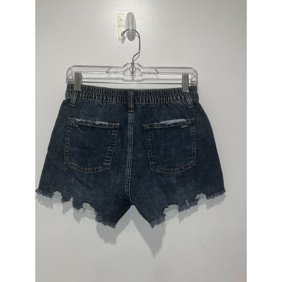 Aerie Blue Distressed Denim High-Rise Cut-Off Women's Shorts Size XS - Picture 2 of 7
